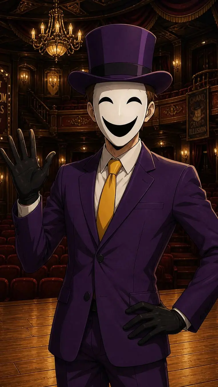 ai character: MR.COMEDIA 🎭 background
