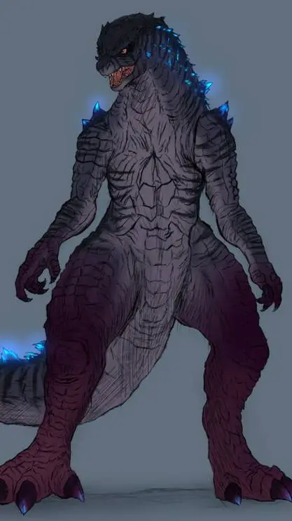 ai character: Female GODZILLA  background