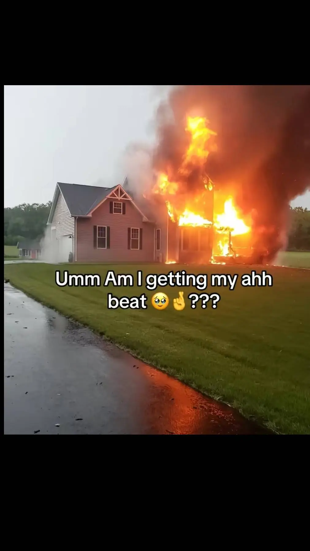 ai character: house on fire background