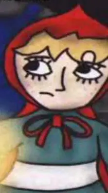 ai character: caperucita roja ho background
