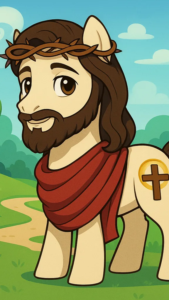 ai character: Pony Jesus Christ  background