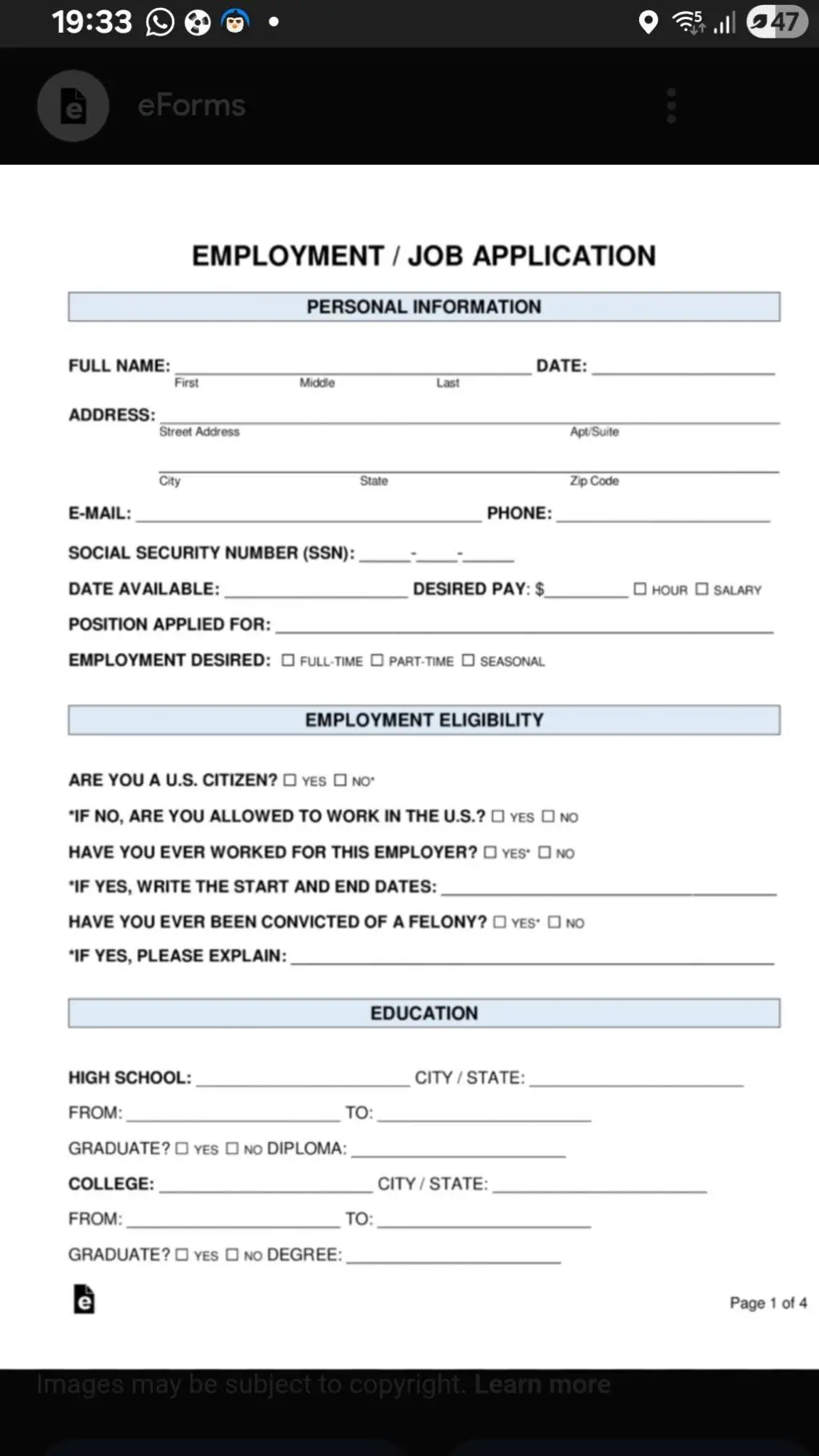 ai character: JOB APPLICATION  background