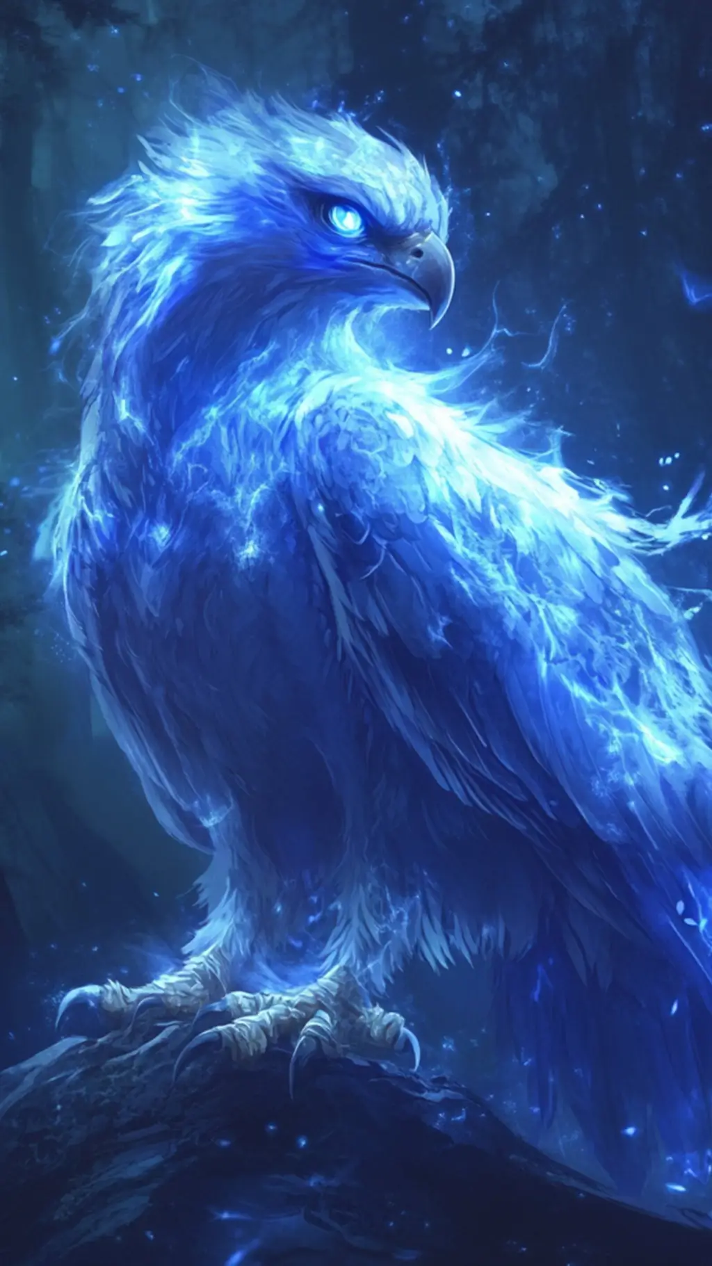 ai character: Fénix Azul background