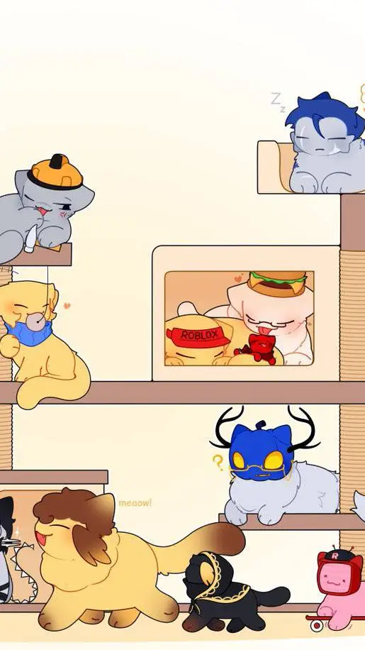 ai character: forsaken cat cafe background