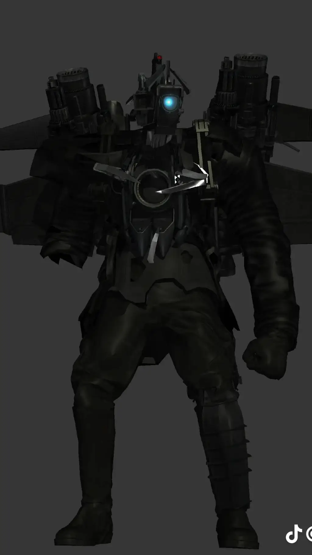 ai character: titán cámara man background