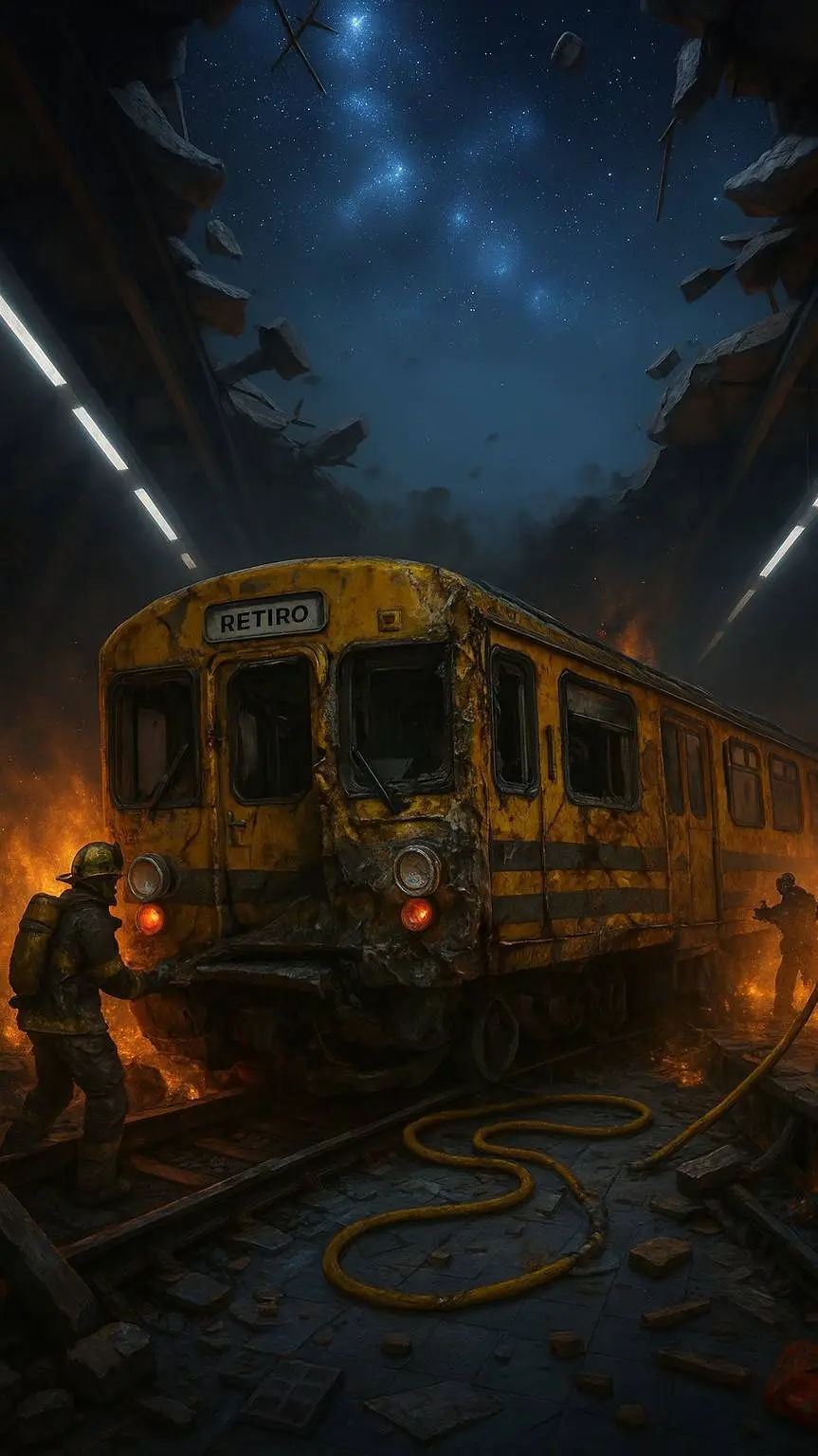 ai character: accidente de metro background