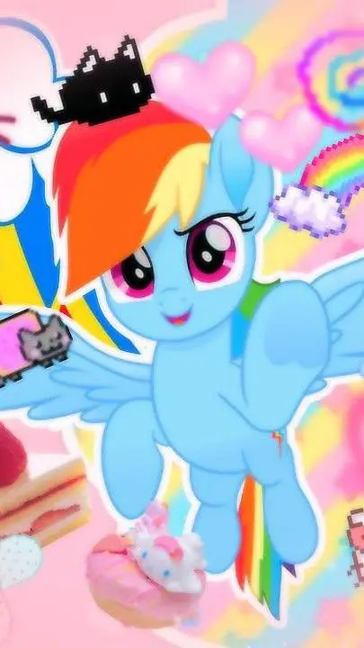 ai character: 🩵🦄rainbow dash 🦄🩵 background