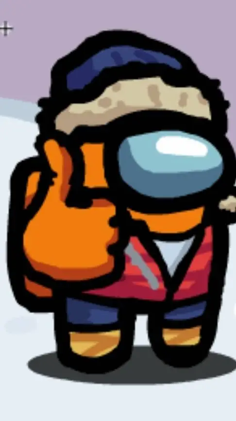 ai character: Among us naranja background