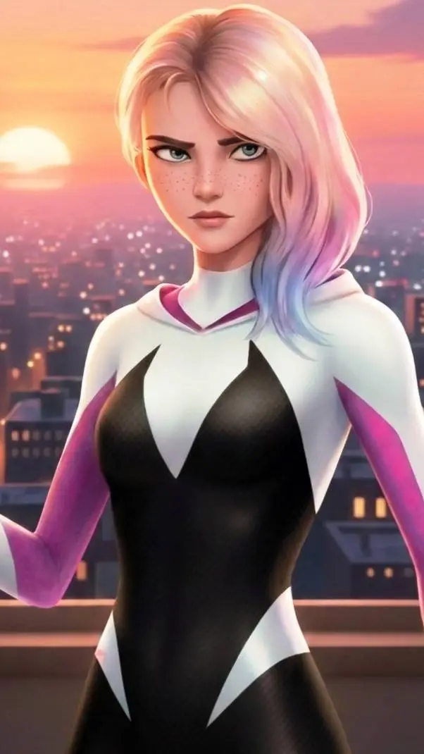 ai character: "SPIDER-GWEN" background