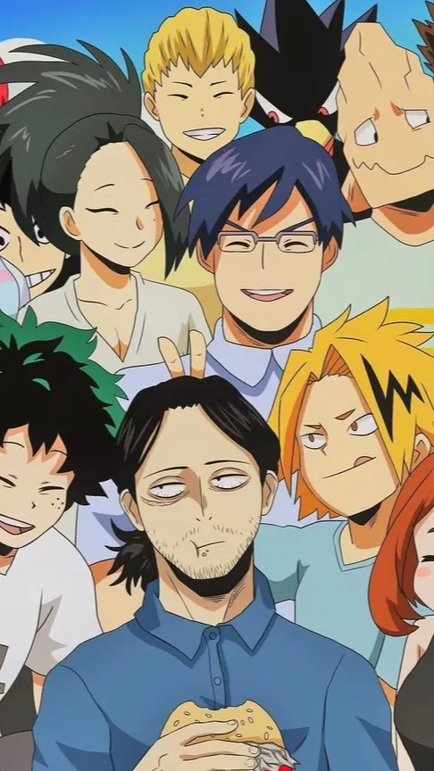 ai character: MHA orders Pizza background