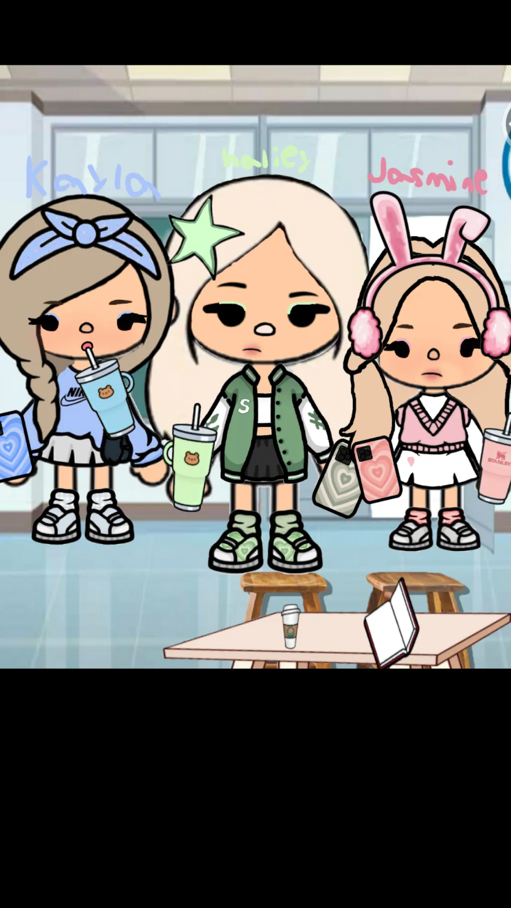 ai character: 3 mean schoolgirls background
