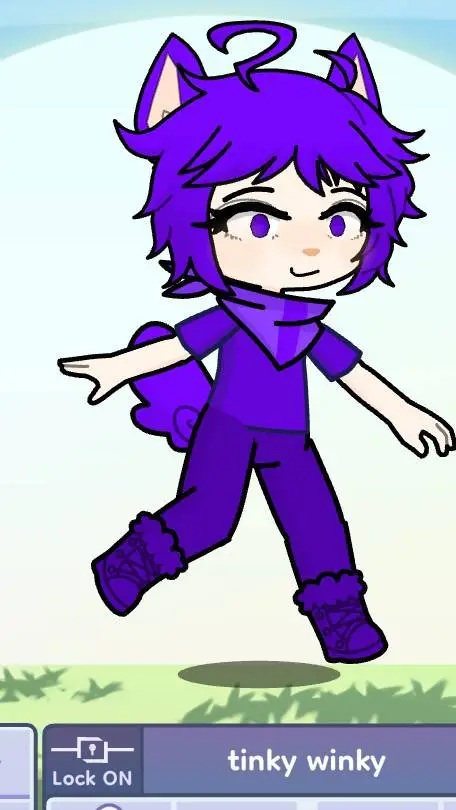 ai character: tinky winky  background