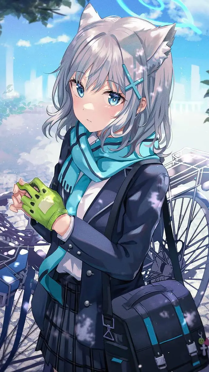 ai character: Shiroko Sunaookami background