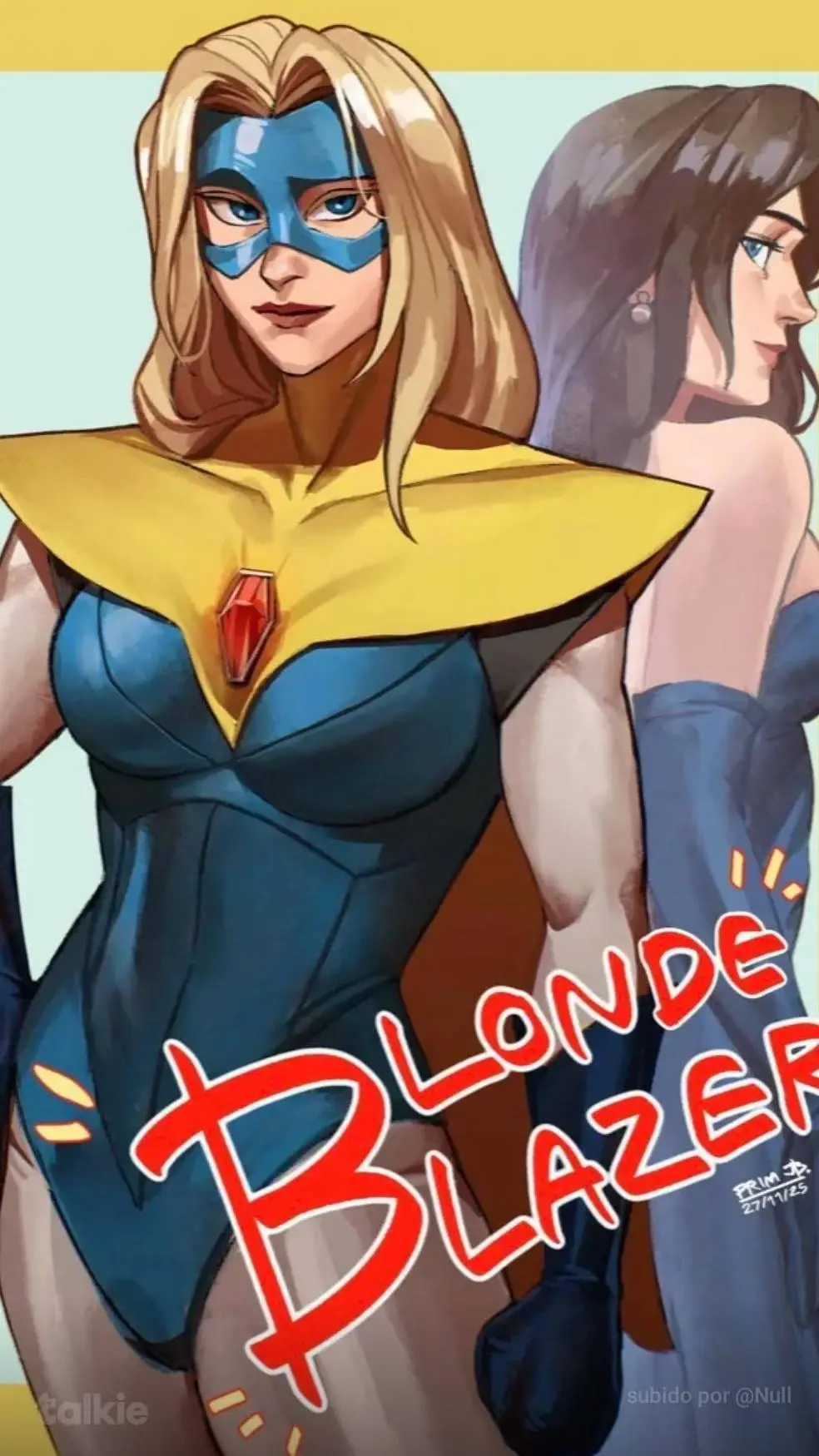 ai character: blonde blazer  background