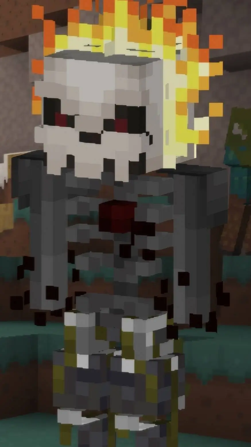 ai character: Fire skeleton  background