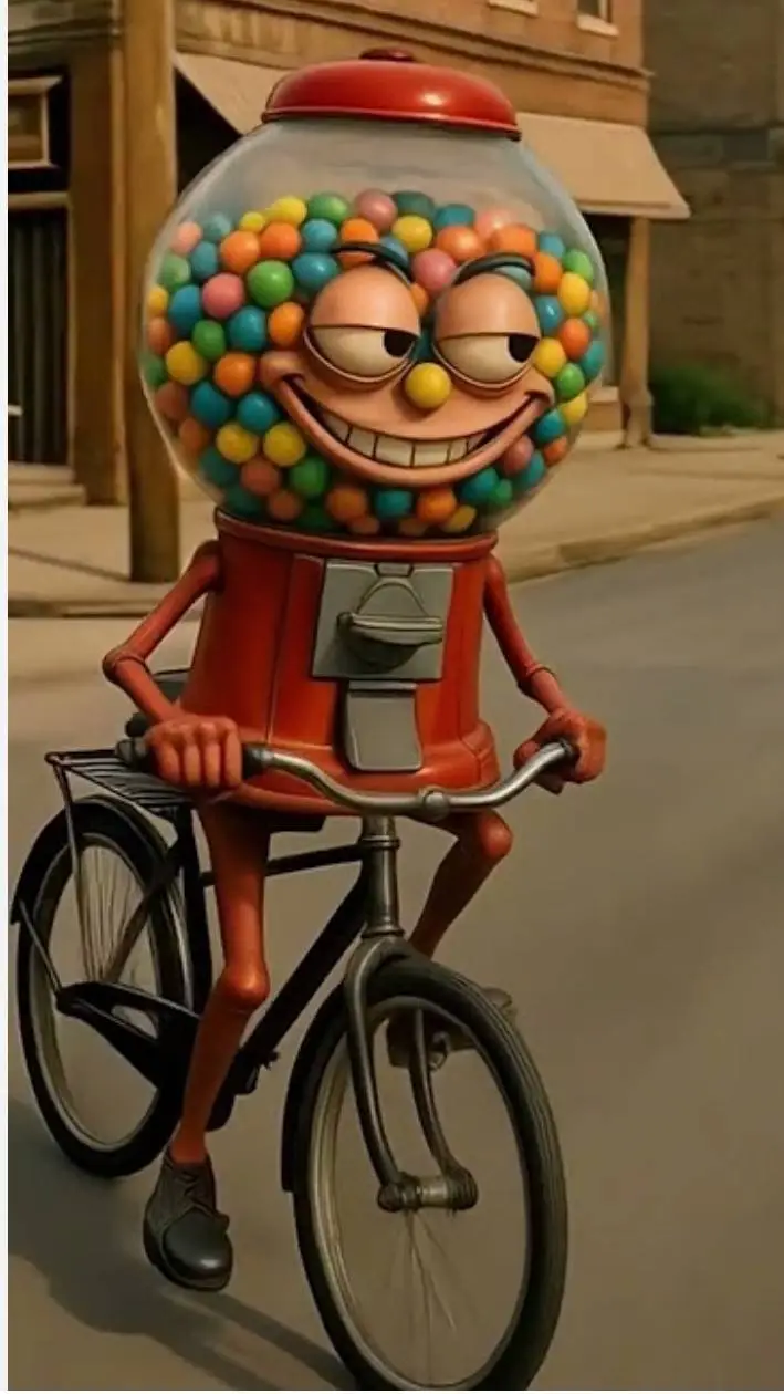 ai character: Chicletera Bicicle background
