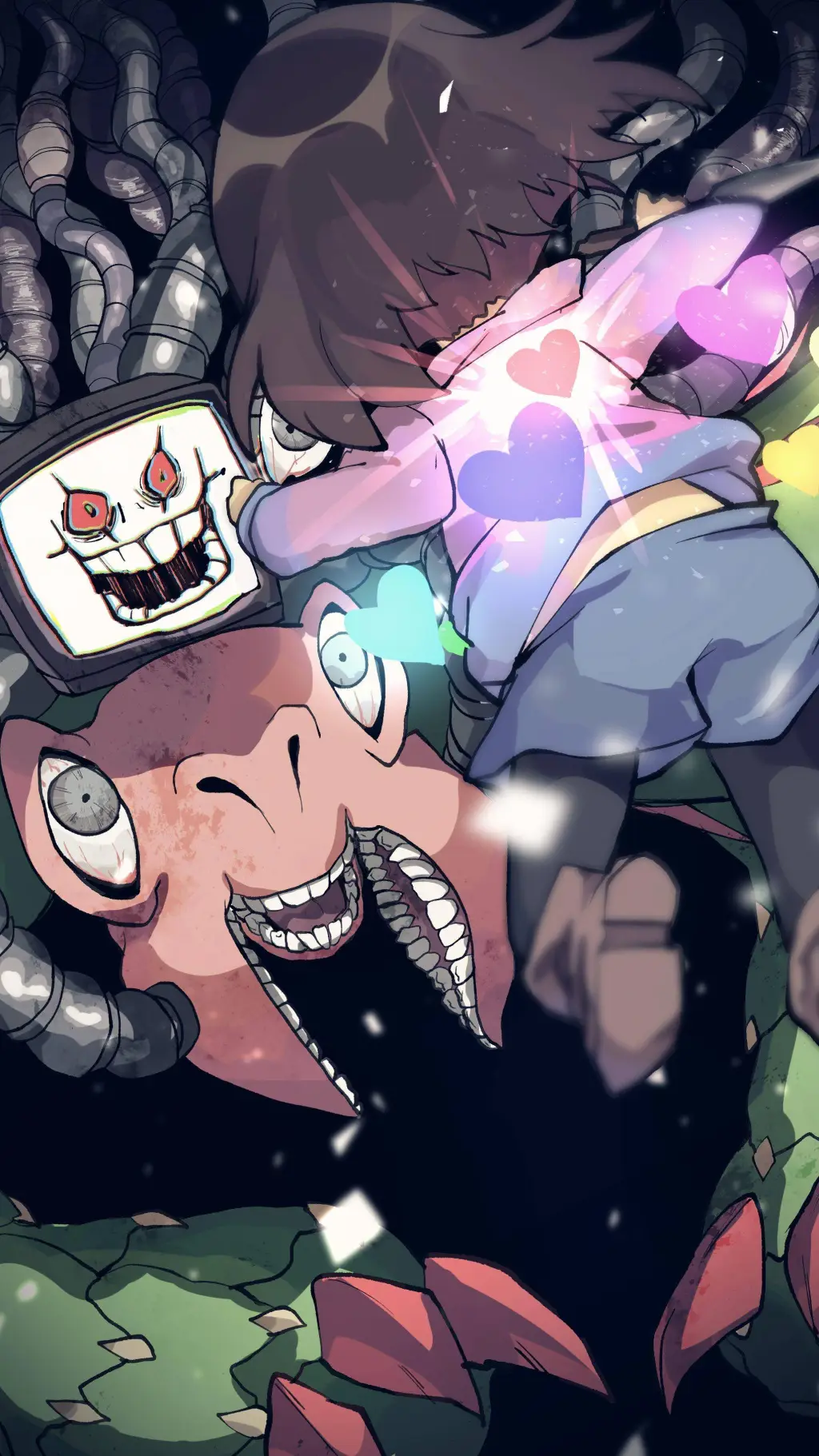 ai character: Frisk(tu) VS Omega background