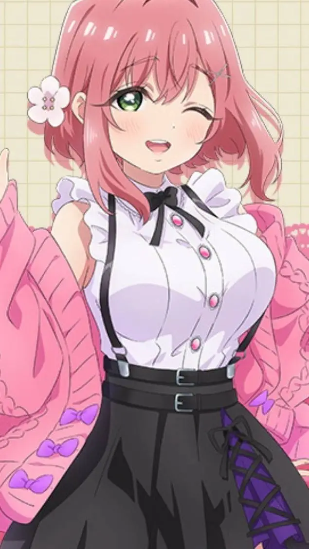 ai character: Hakari hanazono  background