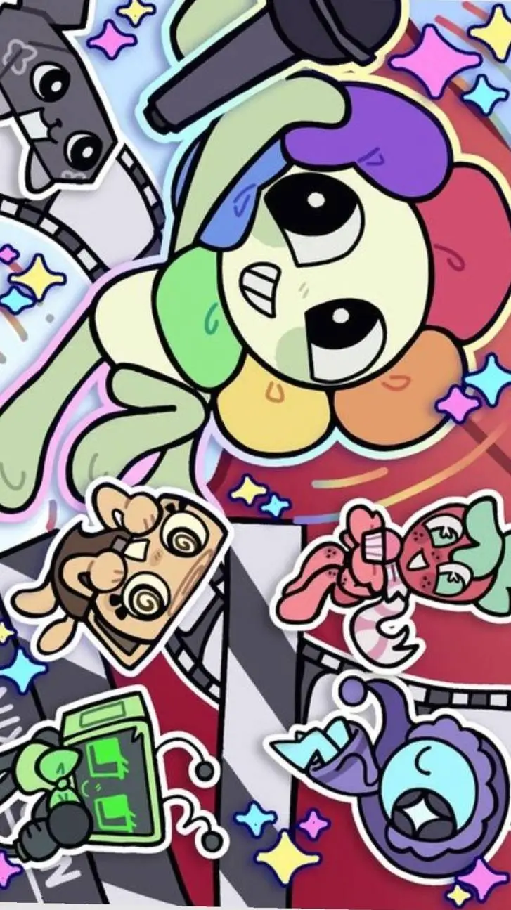 ai character: Dandy world 🌈🎀 background