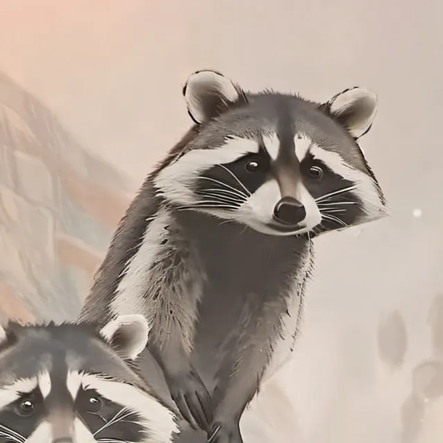 chat with ai character: four raccoon