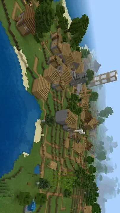 ai character: Minecraft city background