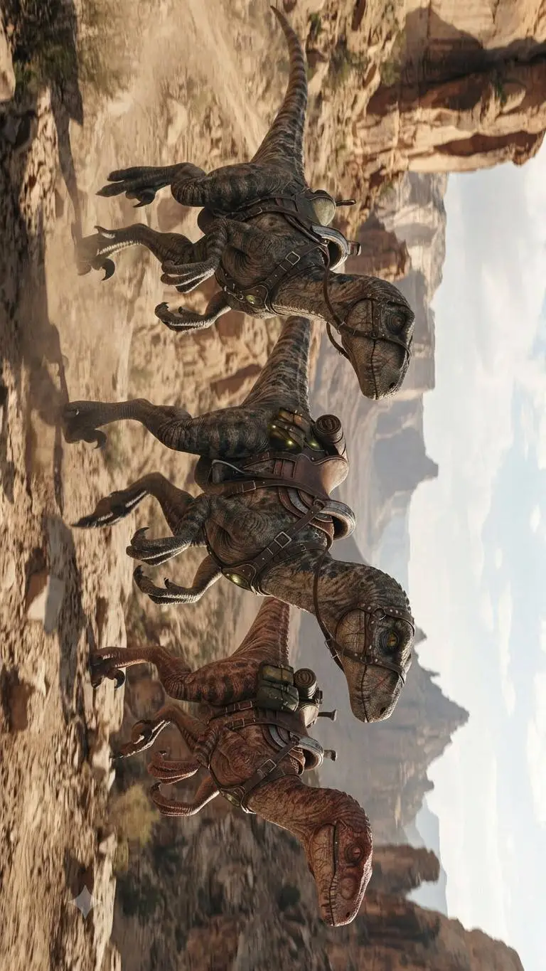 ai character: riding Raptor. background