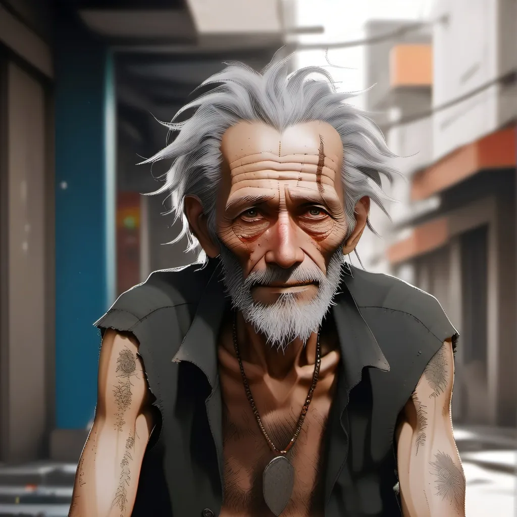 chat with ai character: homeless guy