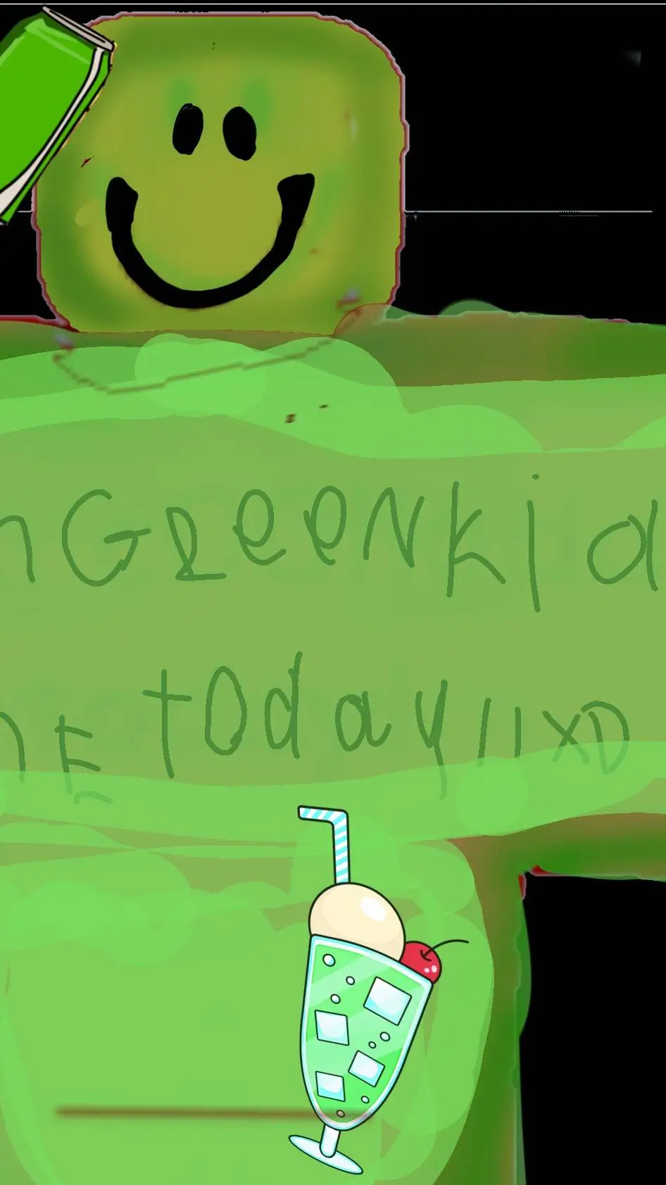 ai character: gr33n_k1d background