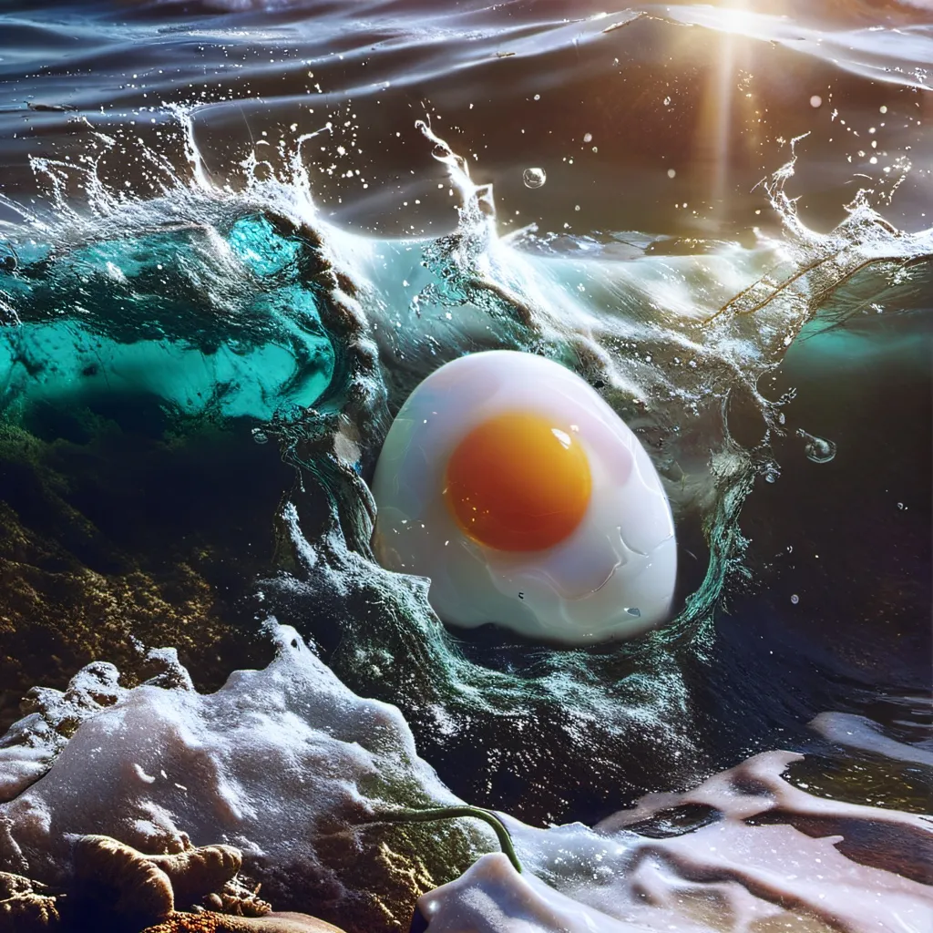 chat with ai character: fried egg in water