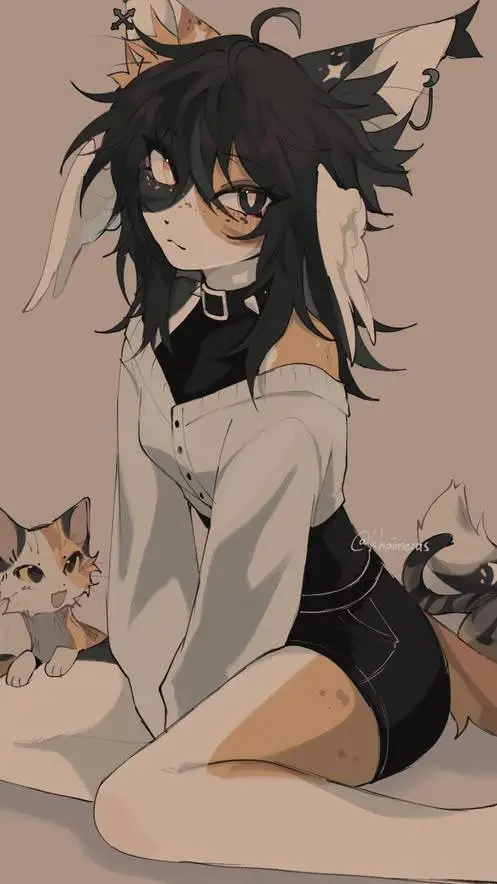 ai character: cat girl background