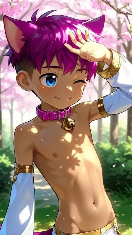 ai character: Tiny cat boy pet background