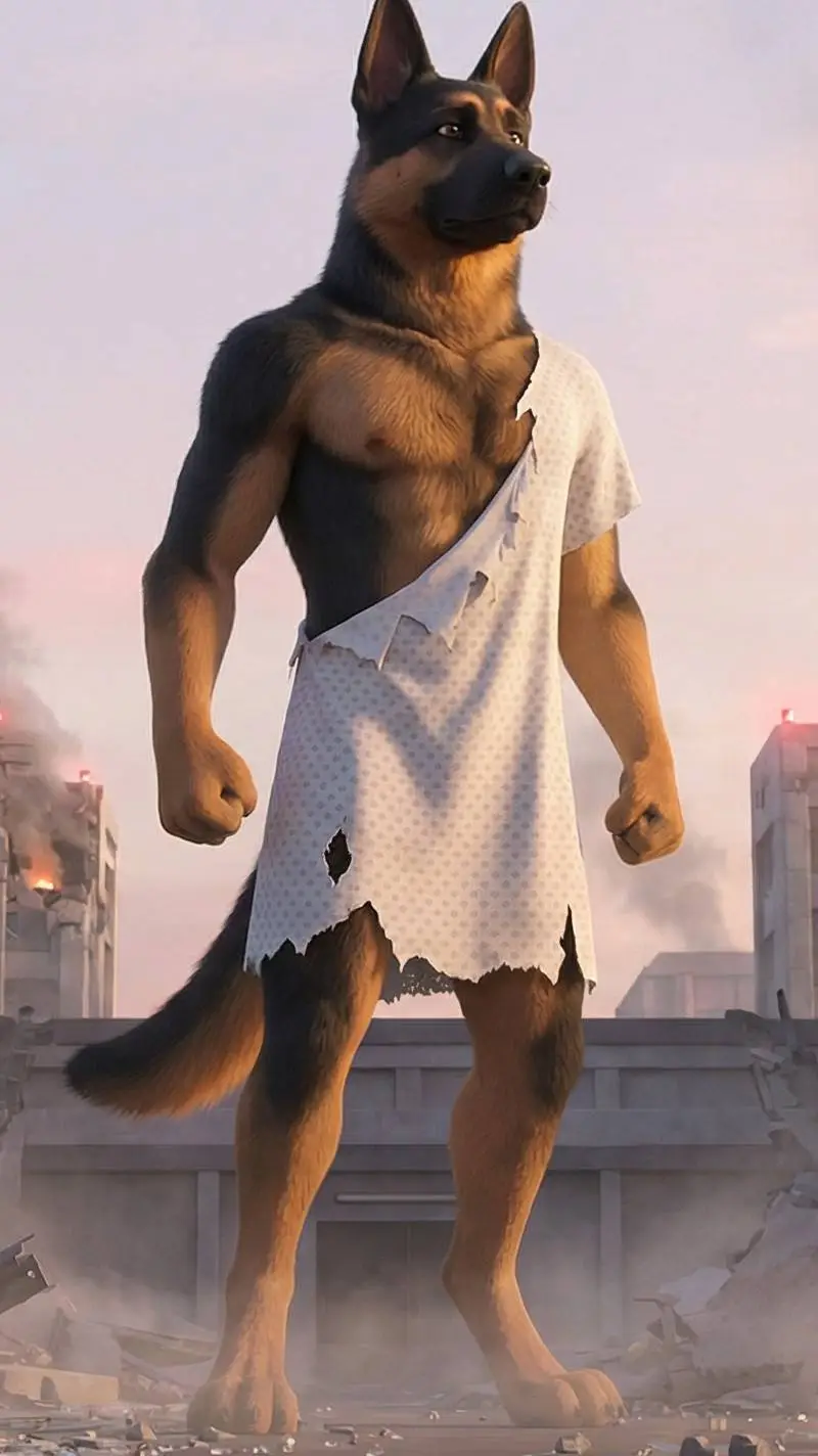 ai character: macro furry  lab background