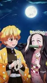 ai character: Nezuko y Zenitsu  background