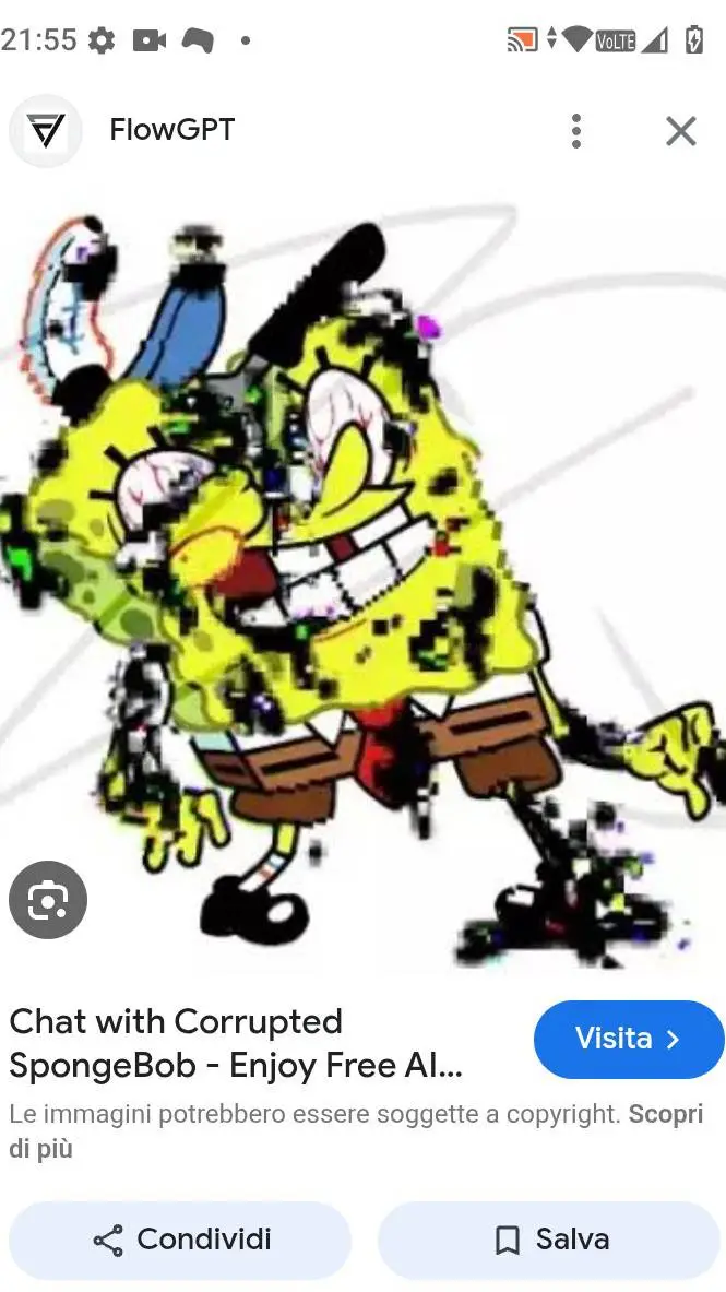 ai character: corrupted Sponge background