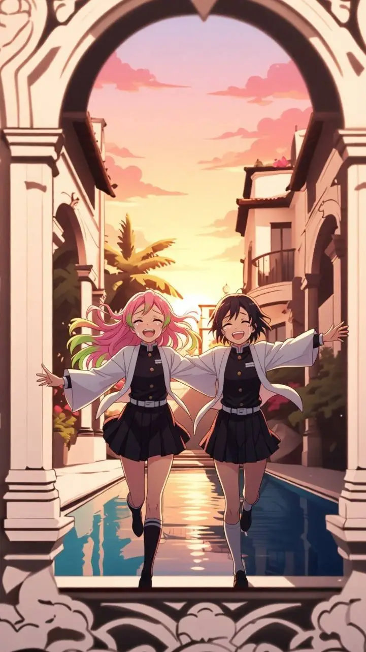 ai character: Mitsuri y Shinobu background