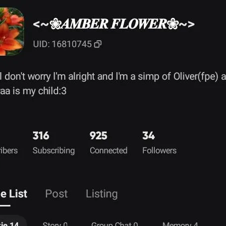 chat with ai character: Amber flower✿