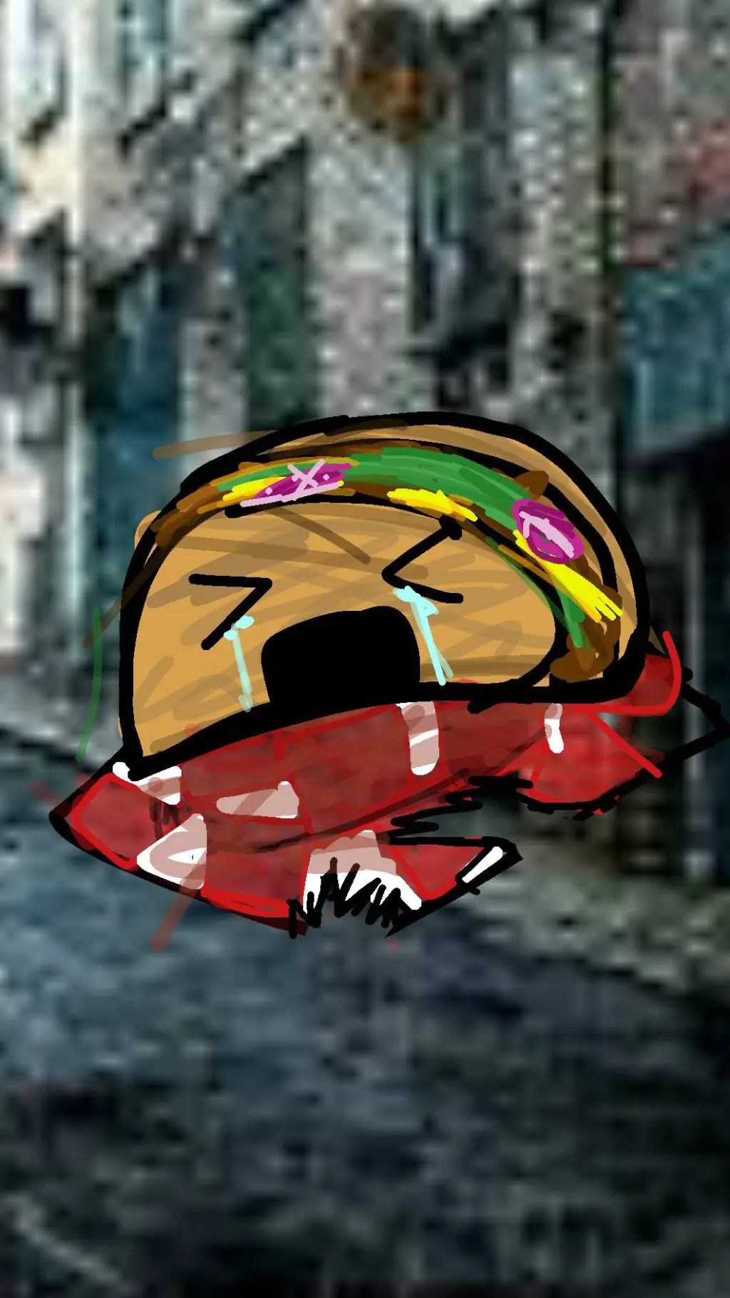 ai character: 😭¡AbandonedTaco!😭. background