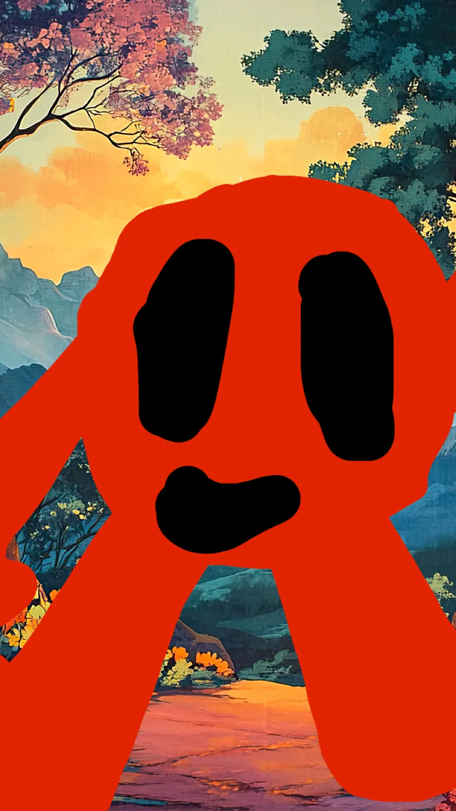 ai character: Red scribble  background