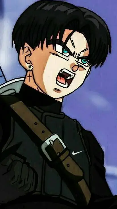 ai character: trunks pelo negro background