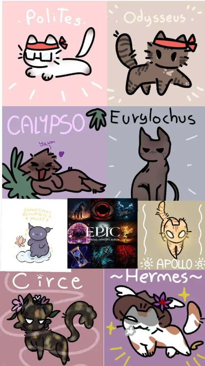 ai character: cat greek gods background
