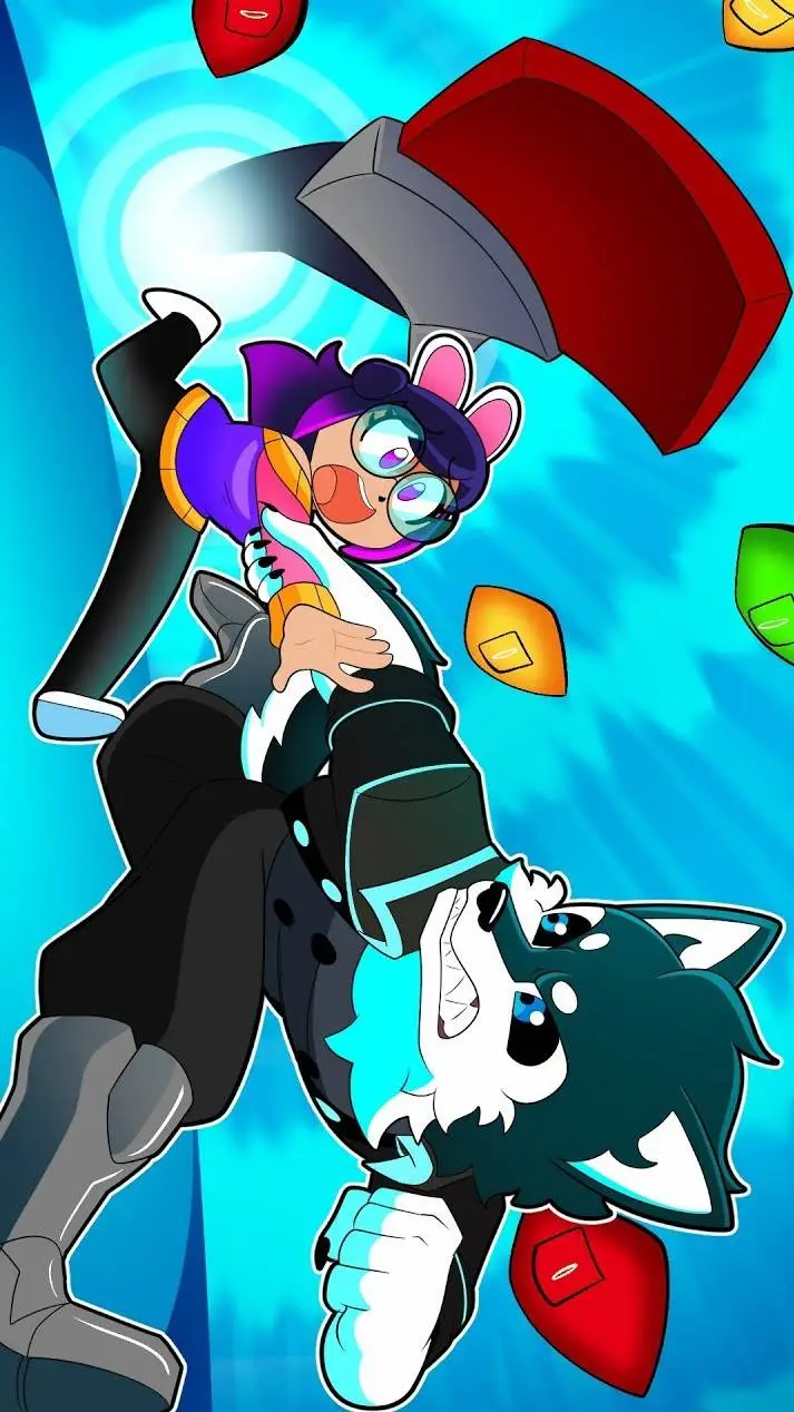 ai character: Vbunny & Glitch background