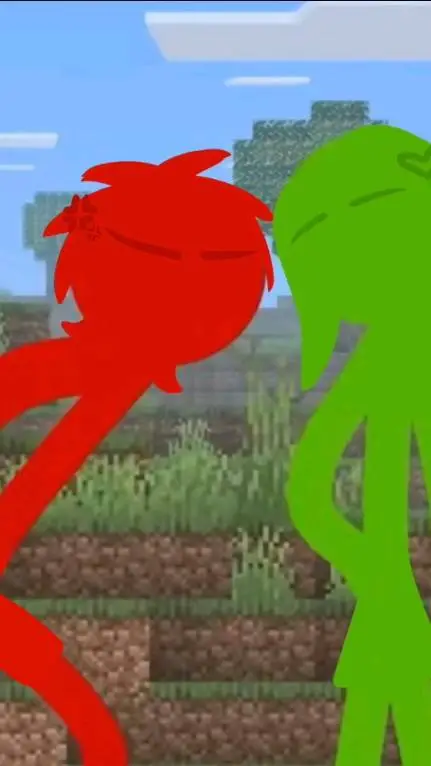 ai character: Green x Red  background