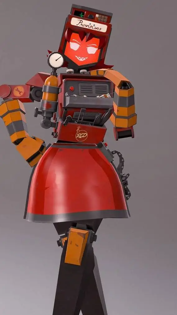 ai character: dispenser lady background