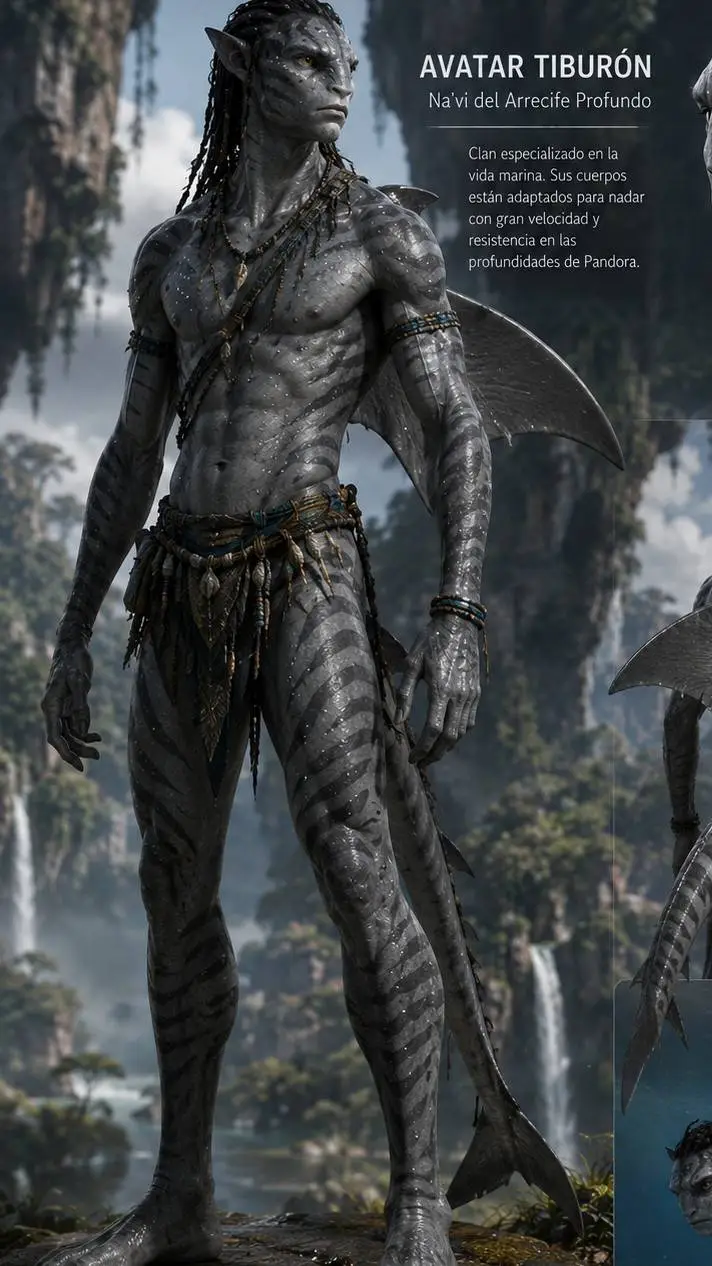 ai character: Avatar tiburon background