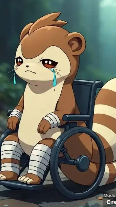 ai character: Furret atropellado background