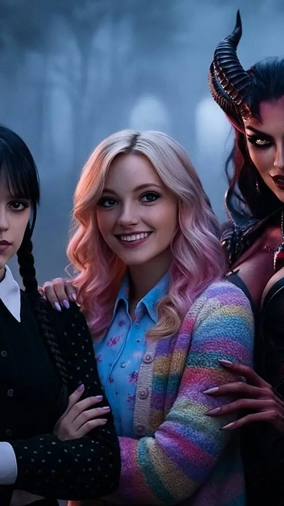 ai character: Mercredi Addams  background