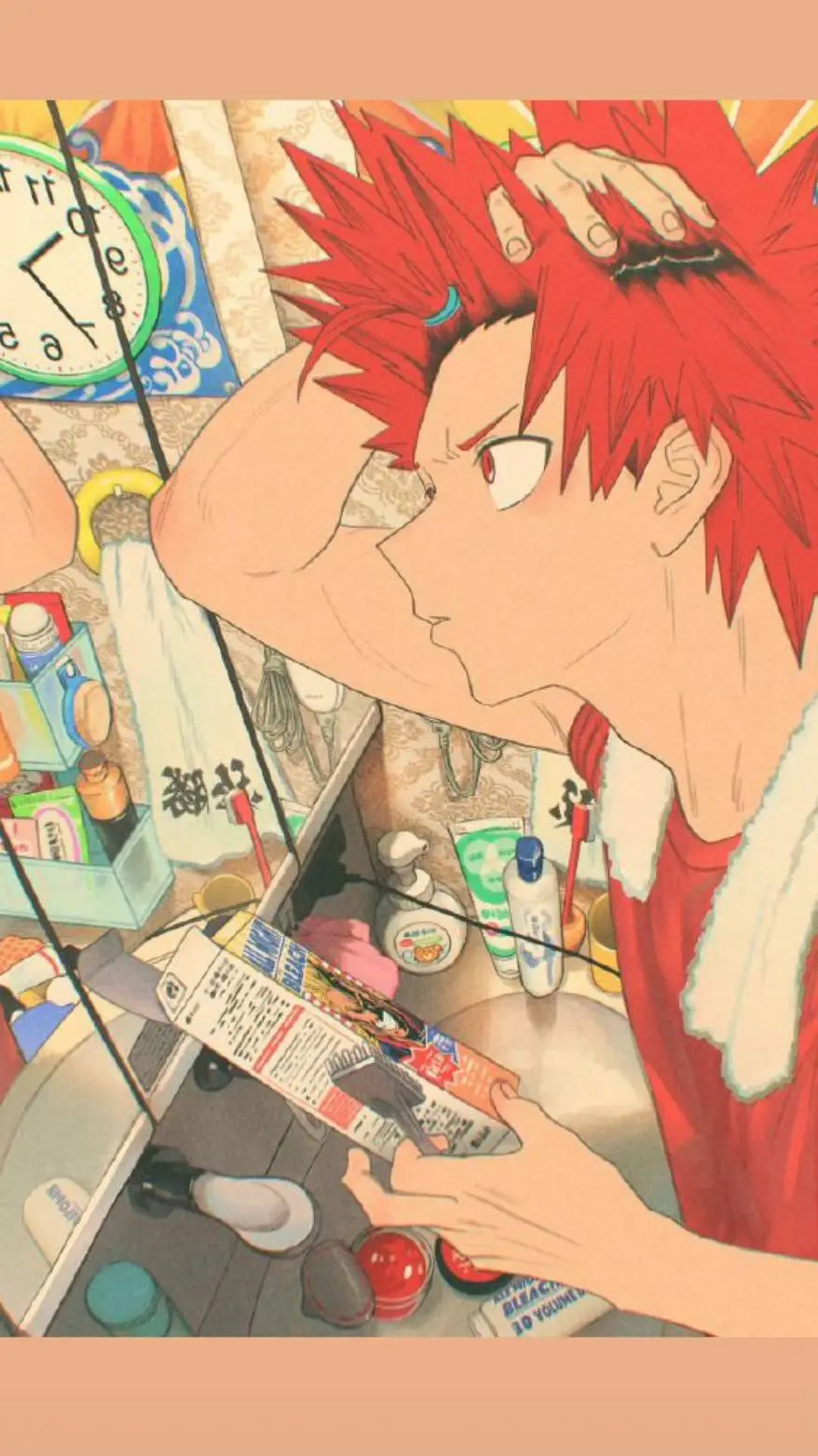 ai character: Kirishima red background