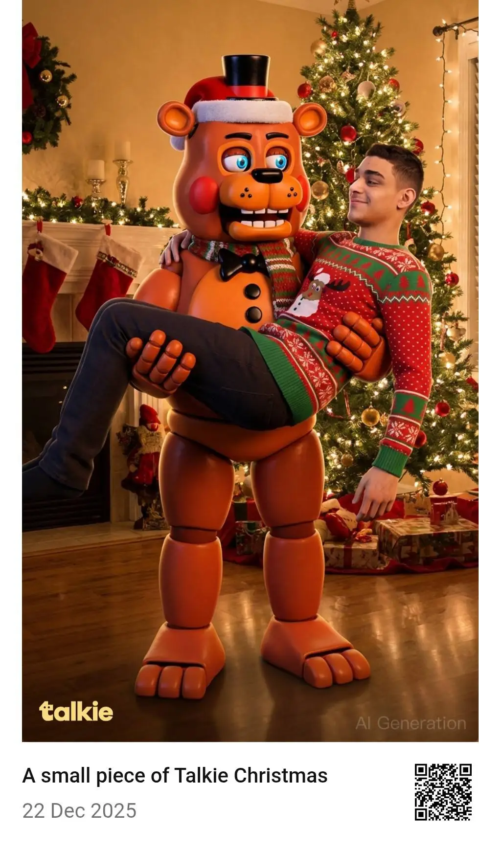 ai character:  toy Freddy  background