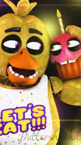 ai character: chica X cupcake background
