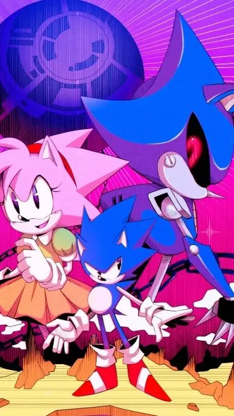 ai character: Sonic & Amy & meta background